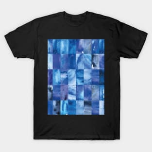 Abstract Minimal Blue Watercolour Mosaic Collage. T-Shirt